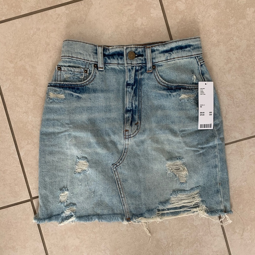 BDG Roxi Destructed Denim Mini Skirt